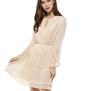 New Allegra K Pink Chiffon Dress Gold Stars ⭐️ XL